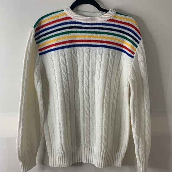 Vintage Sweaters - Vintage Jansen 🌈 Rainbow Crewneck Sweater M